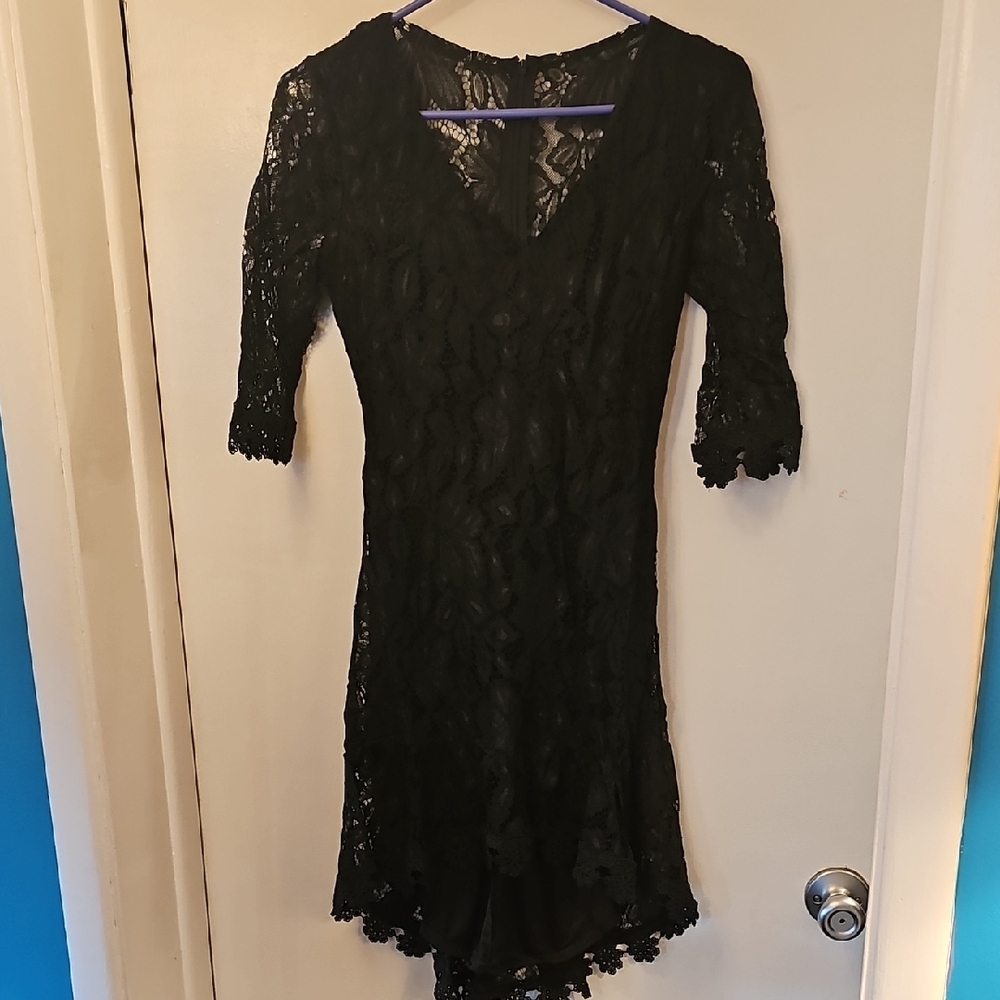 Sexy Black Lace High Low Dress